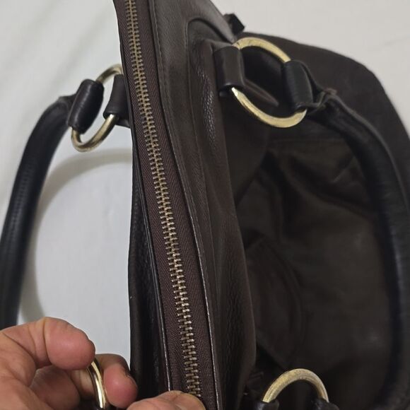 Bulga Large Satchel Bag in chocolate brown Made in Italy - Picture 9 of 9